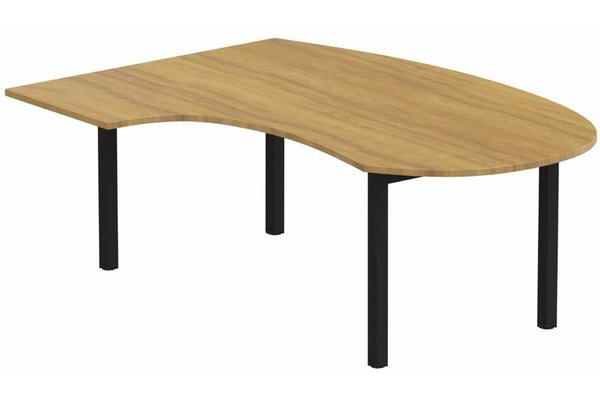Gamme K3 - Plans compacts - K3- Plan compact 90° asymétrique Manager 190x141x104x60cm sur pied de soutien - retour à gauche -Finitions : PLATEAUX: NOYER (NO) / PIETEMENTS: NOIR GRAINE MAT (NG ) / 