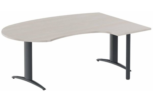 Gamme K2 - Plans compacts - K2 compact 90° manager 190x141x104x60cm sur pied de soutien, plateau acacia, structure anthracite