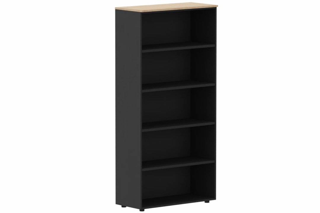 Armoire mélamine H196xL100cm sans portes, Finitions = Top de finition :hêtre / Corps d'armoire et tablettes: noir