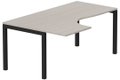 K3- Plan compact 90° asymétrique 180x120x80/60cm sur pied de soutien - retour à gauche -Finitions : PLATEAUX: ACACIA (AK) / PIETEMENTS: NOIR GRAINE MAT (NG)