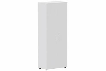 ARMOIRES PORTES BATTANTES - Mélaminés - Armoire mélamine H196xL100cm portes bois BLANC ET CORPS BLANC