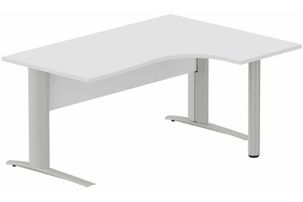 Gamme K1 - Plans compacts - K1 VDF BOIS Compact 90° asymétrique 160x120x80/60cm retour à droite sur pied de soutien blanc/aluminium - sur délai