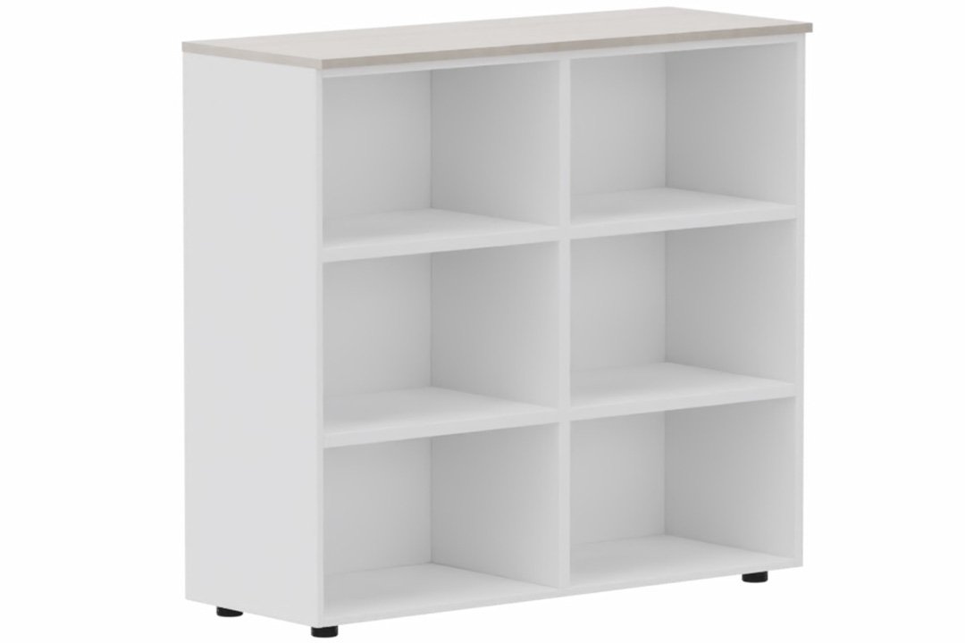 Armoire mélamine H102xL120cm, séparation médiane, sans portes, Top de finition : Acacia / Corps d'armoire et tablettes: Blanc
