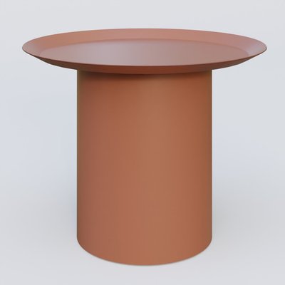 [Pas de famille] - [Pas de sous famille] - Table Basse Fashon Styl piètement colonne métalique D-26 cm. Plateau Brun cuivré (RAL 8004) et pietement Brun cuivré (RAL 8004).