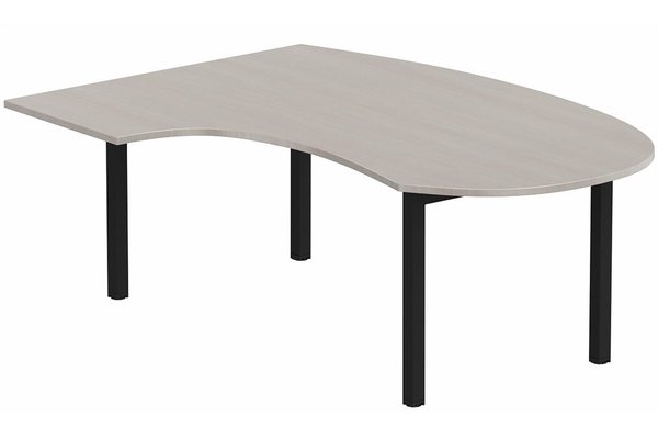 Gamme K3 - Plans compacts - K3- Plan compact 90° asymétrique Manager 190x141x104x60cm sur pied de soutien - retour à gauche -Finitions : PLATEAUX: ACACIA (AK) / PIETEMENTS: NOIR GRAINE MAT (NG ) / 