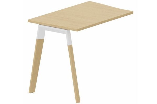 Gamme K8 Wood - Extension - Plans vagues - K8Wood Retour direct vague 90x60 sur pied à gauche - plateau chêne, piétement blanc / bois