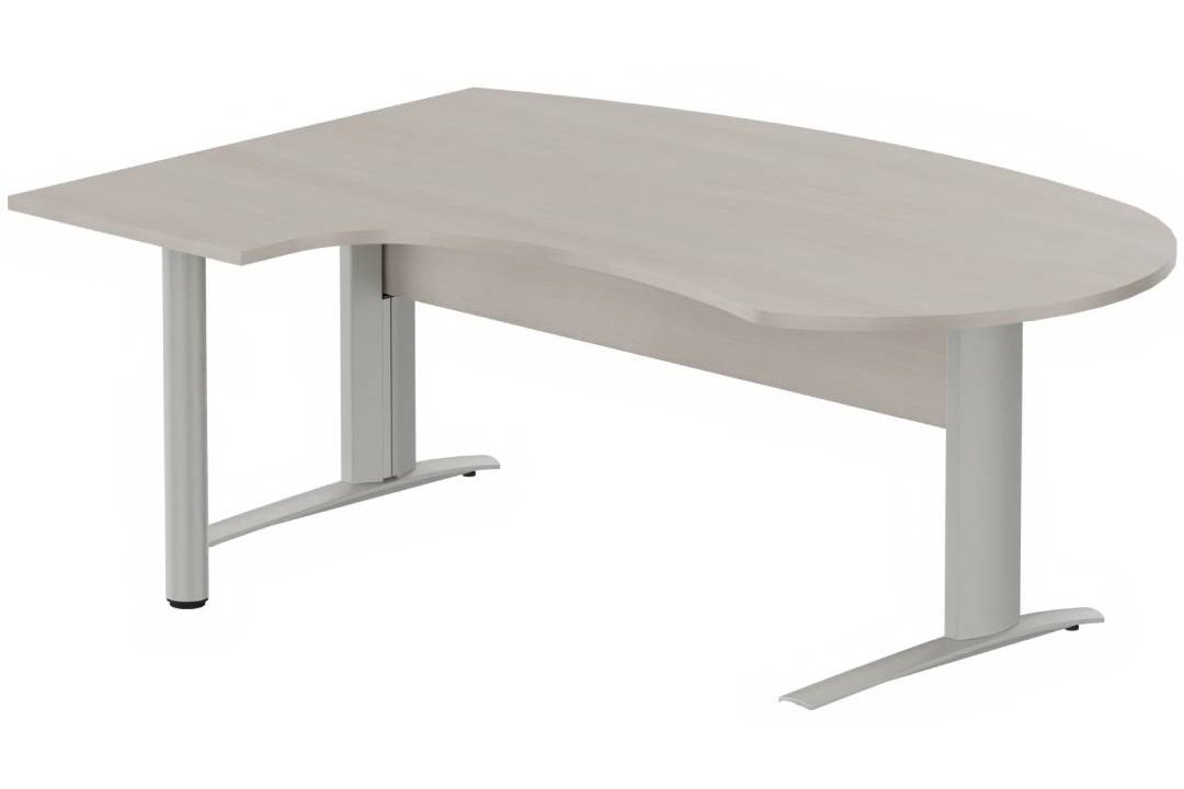 K1 VDF bois compact 90° manager 190x141x104x60cm sur pied de soutien, plateau acacia, structure aluminium