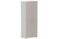 Armoire mélamine H196xL100cm portes bois, Finitions= Top de finition : acacia (AK) / Corps d'armoire et tablettes : aluminium / Façade : Acacia (AK) poignées aluminium