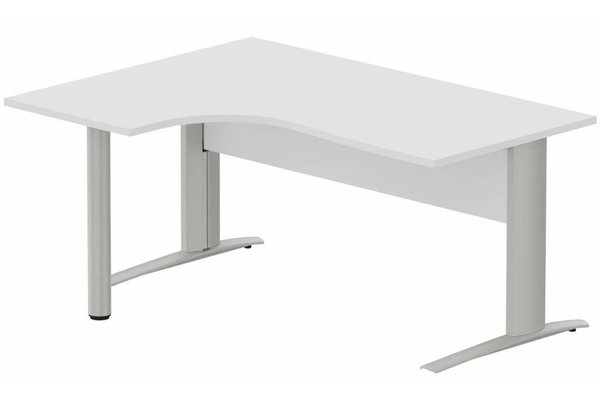 Gamme K1 - Plans compacts - K1 VDF BOIS Compact 90° asymétrique 180x120x80/60cm retour à gauche sur pied de soutien blanc/aluminium - sur délai