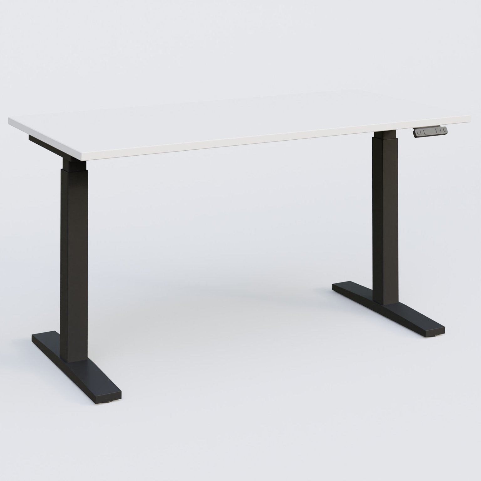 Poste solo 140*70 réglable en hauteur éléctriquement de 70-120 cm gamme KPro2. Plateau Blanc et pietement Noir.