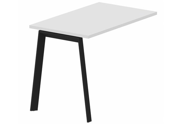 Gamme K8 - Extensions - Plans droits - K8 Retour direct 80x60 sur pied- -Finitions : PLATEAUX: BLANC (BL) / PIETEMENTS: NOIR (NR)