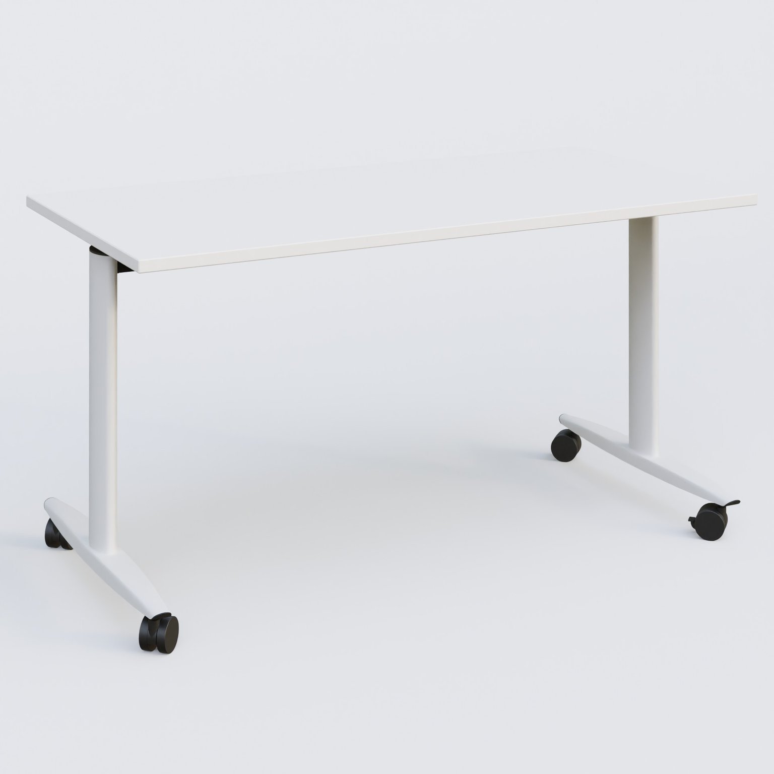 Table abattante gamme Design 140*70 cm. Plateau Blanc et pietement Blanc.