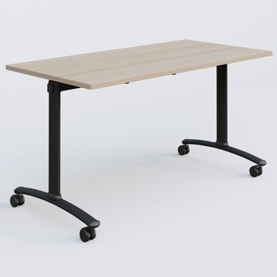TABLES ABATTANTES - L.140xP.70 - Table abattante gamme Arca 140-70 cm. Plateau Acacia et pietement Noir.