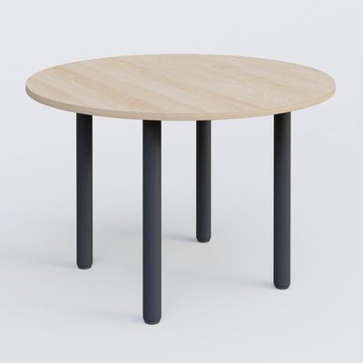 [Pas de famille] - [Pas de sous famille] - Table ronde diametre 120 cm avec quatres pieds fixes. Plateau Hêtre et pietement Anthracite