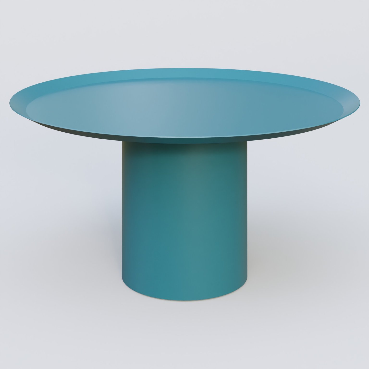 Table Basse Fashon Styl piètement colonne métalique D-26 cm. Plateau Bleu Petrole (RAL 5025) et pietement Bleu Petrole (RAL 5025).