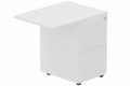 K8Wood Retour direct 120x60 sur caisson bois HB 3 tiroirs -Finitions = Plateau : Blanc (BL) /Piétements : Blanc / bois (BW) /Caisson : Blanc (BL)