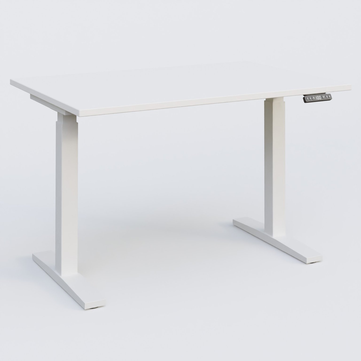 Poste solo 120*80 réglable en hauteur éléctriquement de 70-120 cm gamme KPro2. Plateau Blanc et pietement Blanc.