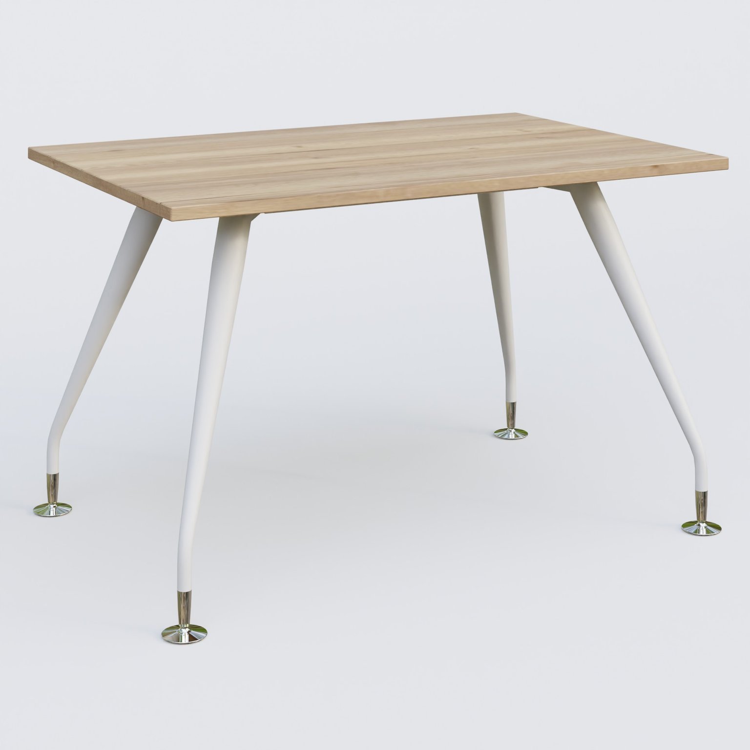 K5 plan droit 120*80 cm. Plateau Chêne naturel et pietement Blanc avec base chromé.