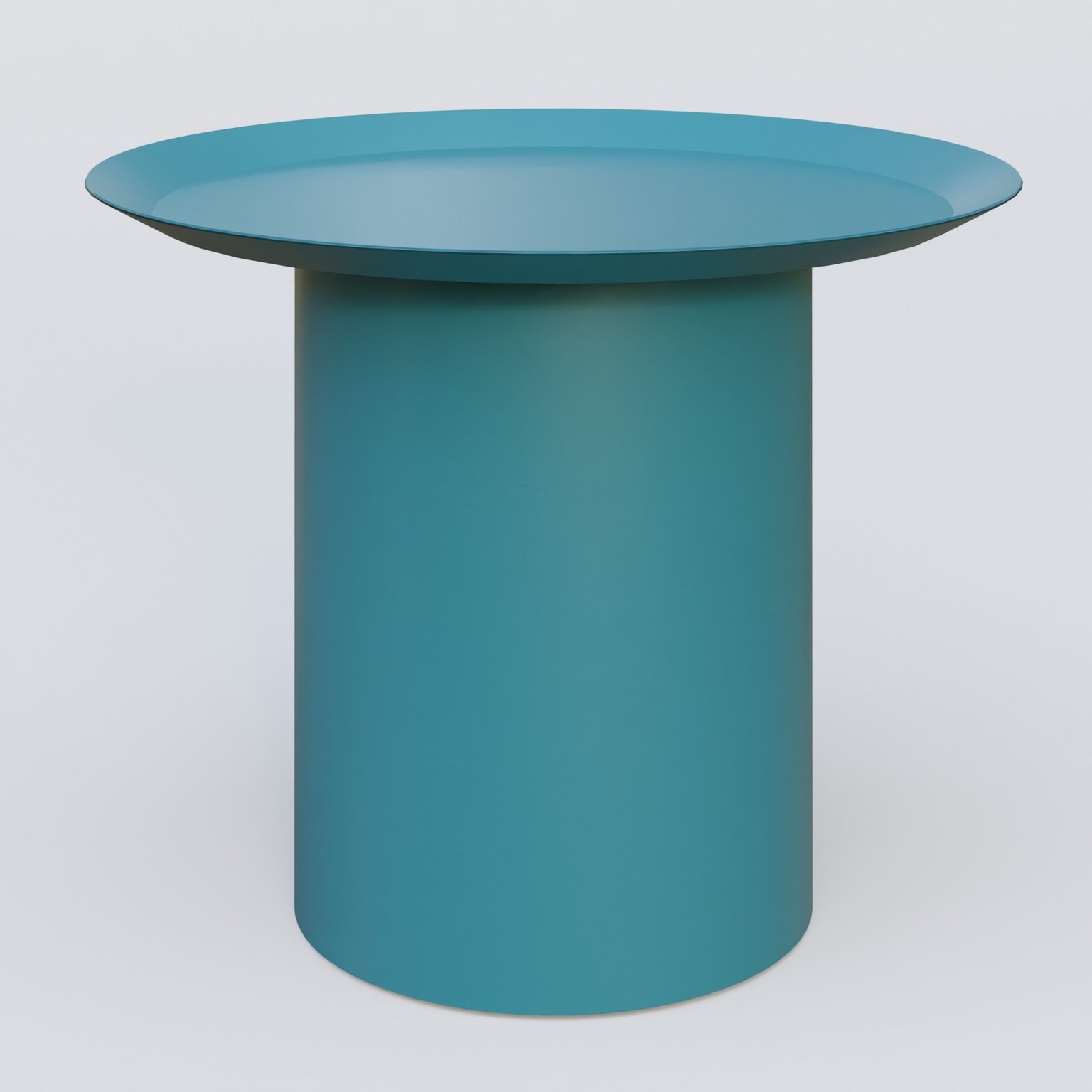 Table Basse Fashon Styl piètement colonne métalique D-26 cm. Plateau Bleu Petrole (RAL 5025) et pietement Bleu Petrole (RAL 5025).