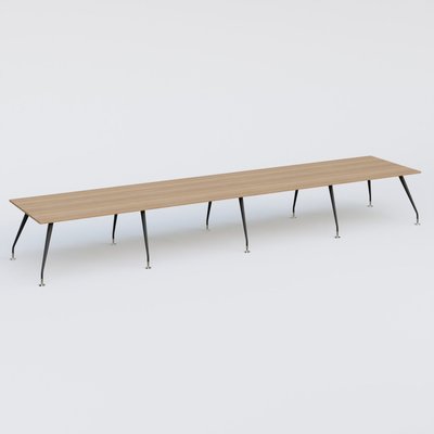 [Pas de famille] - [Pas de sous famille] - K5 table bench 560*120 cm. Plateau Noyer et pietement Noir Mat avec base chromé.