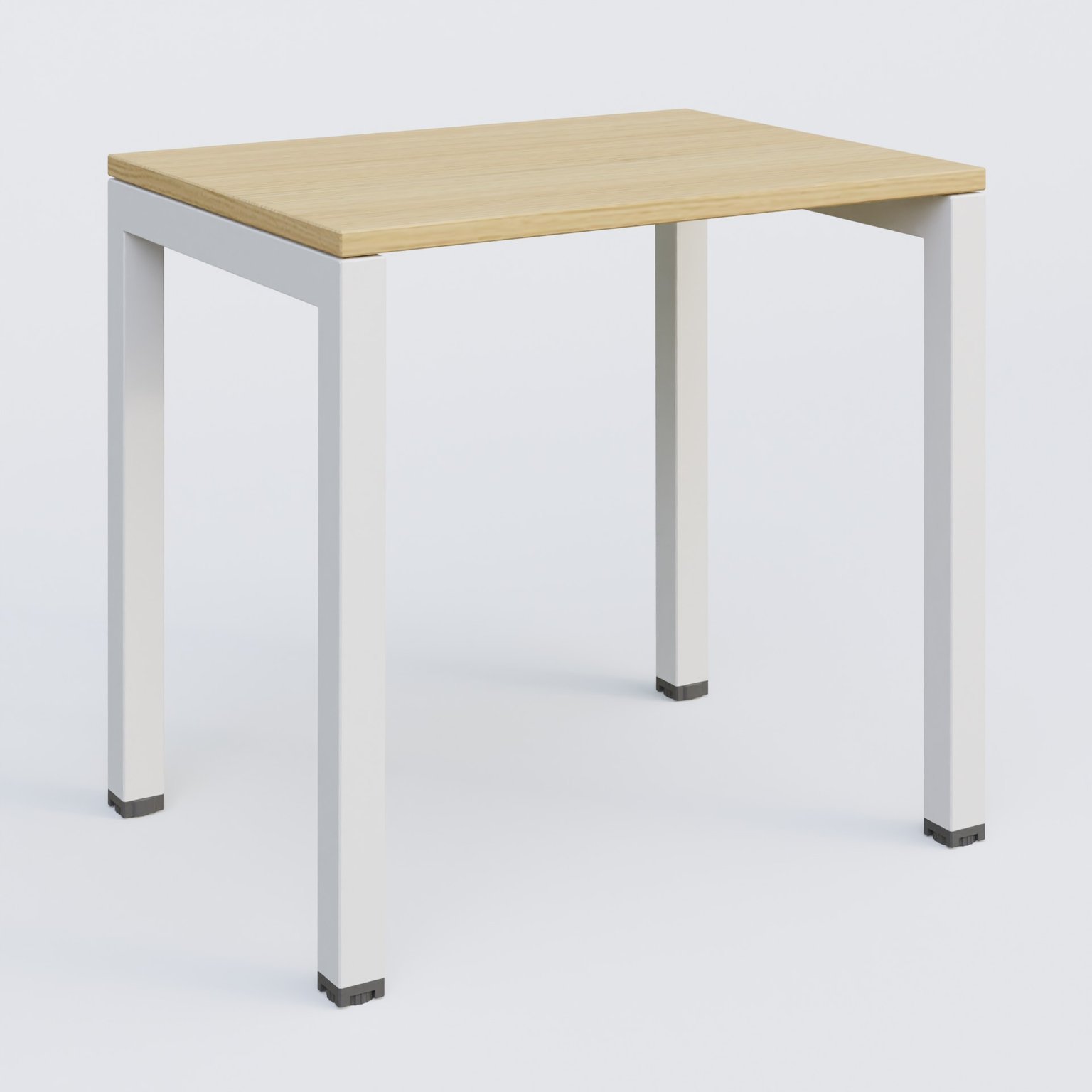K3 Plateau droit 80x60 pieds fixe. Plateau Chêne clair et pietement Blanc.