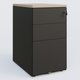 Caisson hauteur de bureau métalique 3 tiroirs avec top de finition, profondeur 60cm. Plateau Acacia et caisson Noir.