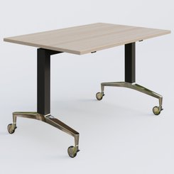 [Pas de famille] - [Pas de sous famille] - Module droit de la gamme LEM 120-80 cm. Plateau Acacia et pietement Noir/Chrome.