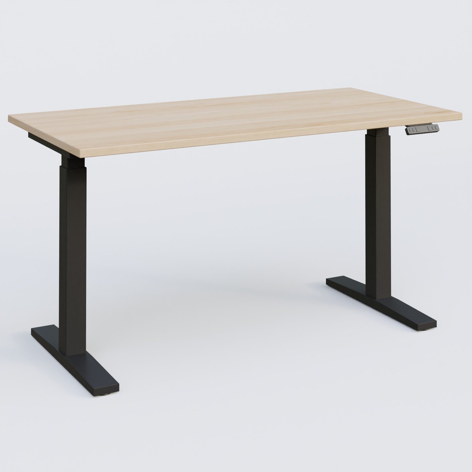 Poste solo 140*70 réglable en hauteur éléctriquement de 70-120 cm gamme KPro2. Plateau Hêtre et pietement Noir.