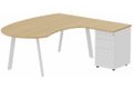 K8 Plan compact 90° asymétrique Manager 190x183x104x60cm avec caisson HB métal 3 tiroirs - retour à droite