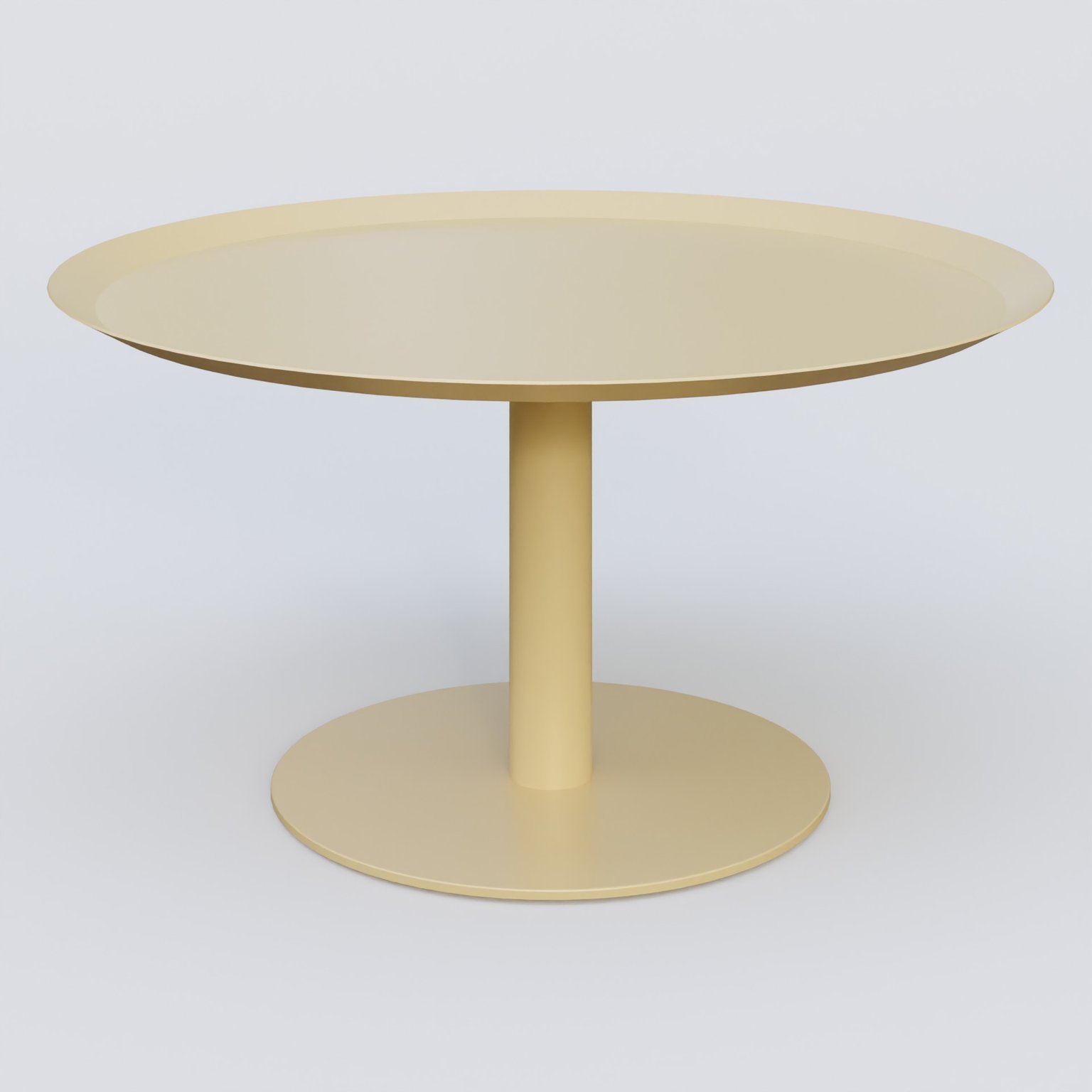 Table Basse Fashion Styl piètement colonne métalique. Plateau Jaune Cuivre (RAL 1002) et pietement Jaune Cuivre (RAL 1002).