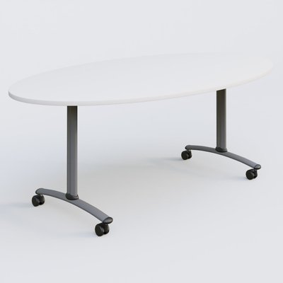 [Pas de famille] - [Pas de sous famille] - Table ovale gamme Arca 200-110 cm. Plateau Blanc et pietement Aluminium.