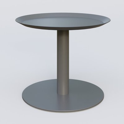 [Pas de famille] - [Pas de sous famille] - Table Basse Fashion Styl piètement colonne métalique. Plateau Carbon Grey et pietement Carbon Grey.