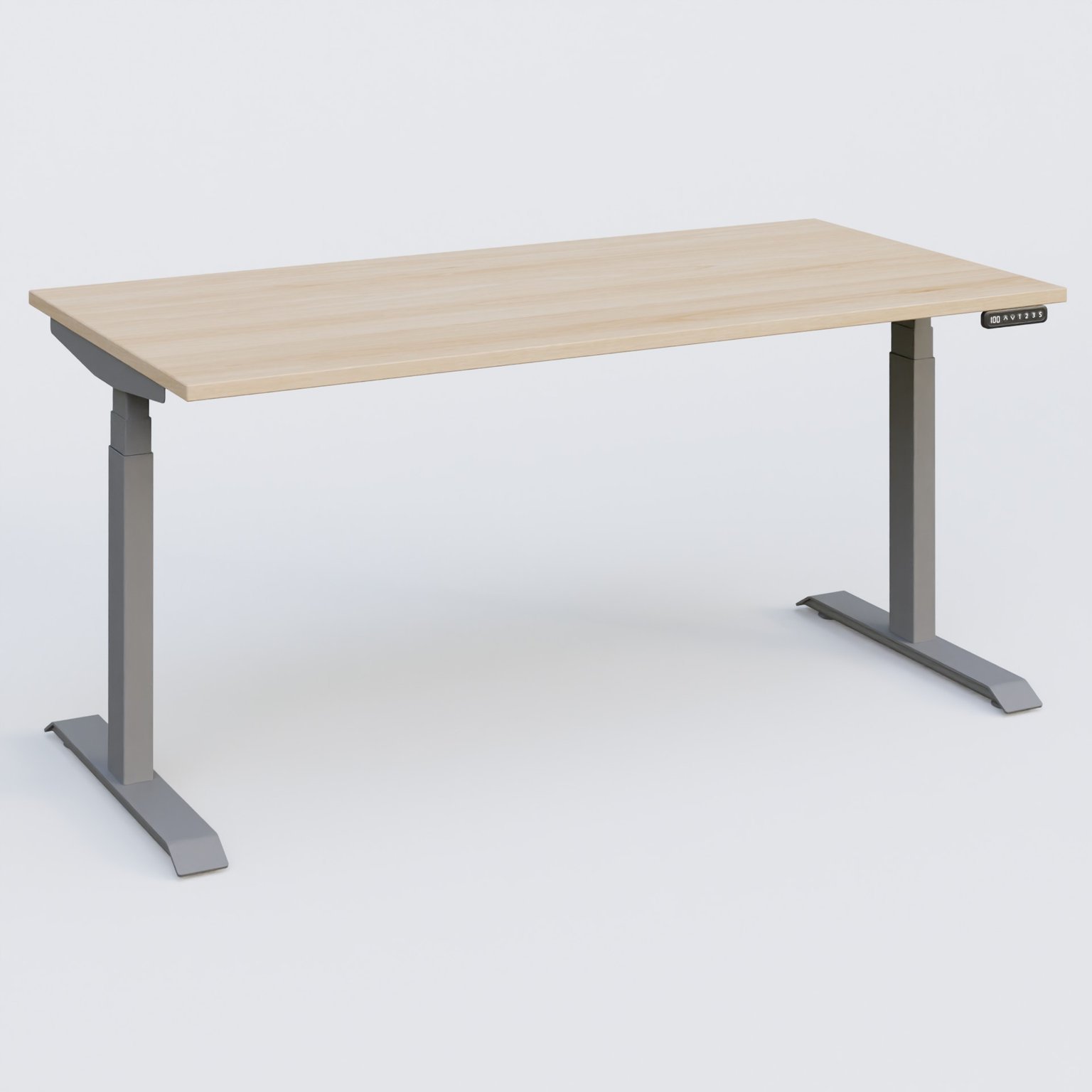 Poste solo 160*80 réglable en hauteur éléctriquement de 65-130 cm gamme KPro3. Plateau Hêtre et pietement Aluminium.