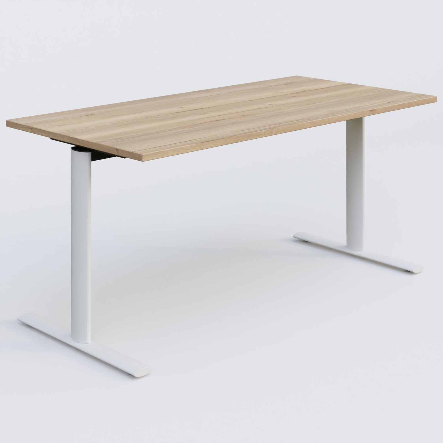 Module droit gamme Pure 160-80 cm. Plateau Chêne naturel et pietement Blanc.