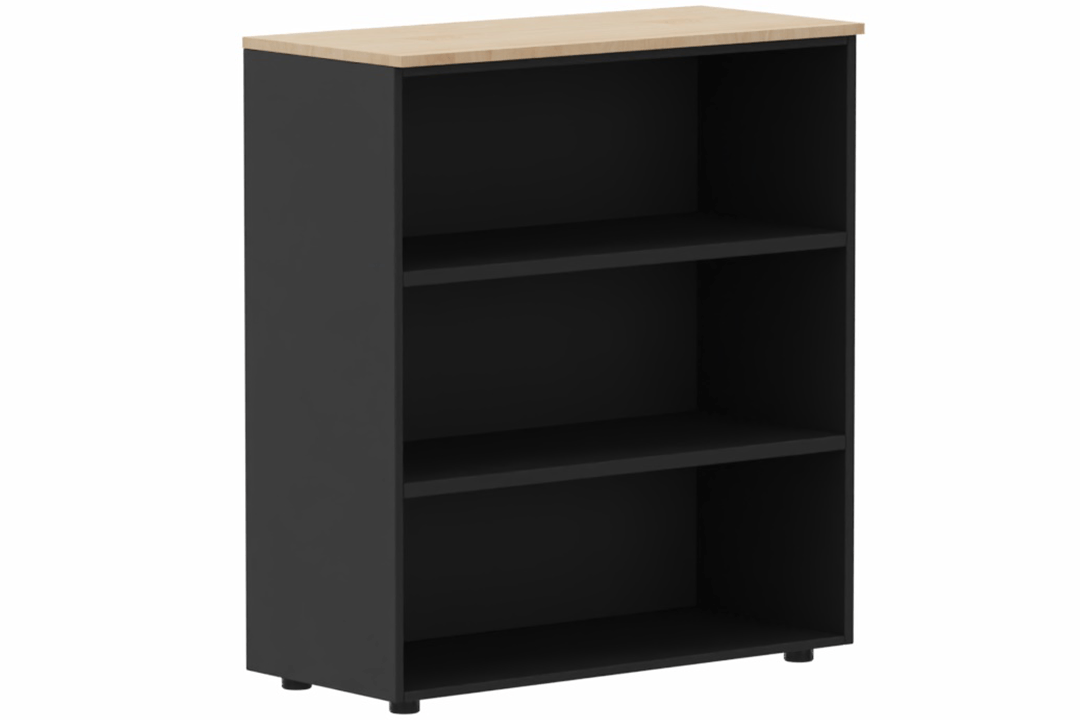 Armoire mélamine H102xL100cm sans portes, Finitions =Top de finition : Hêtre / Corps d'armoire et tablettes: noir