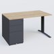 K1 Plateau droit 140x80 avec caisson métal porteur sous plateau à gauche. Plateau Chêne naturel et pietement Anthracite