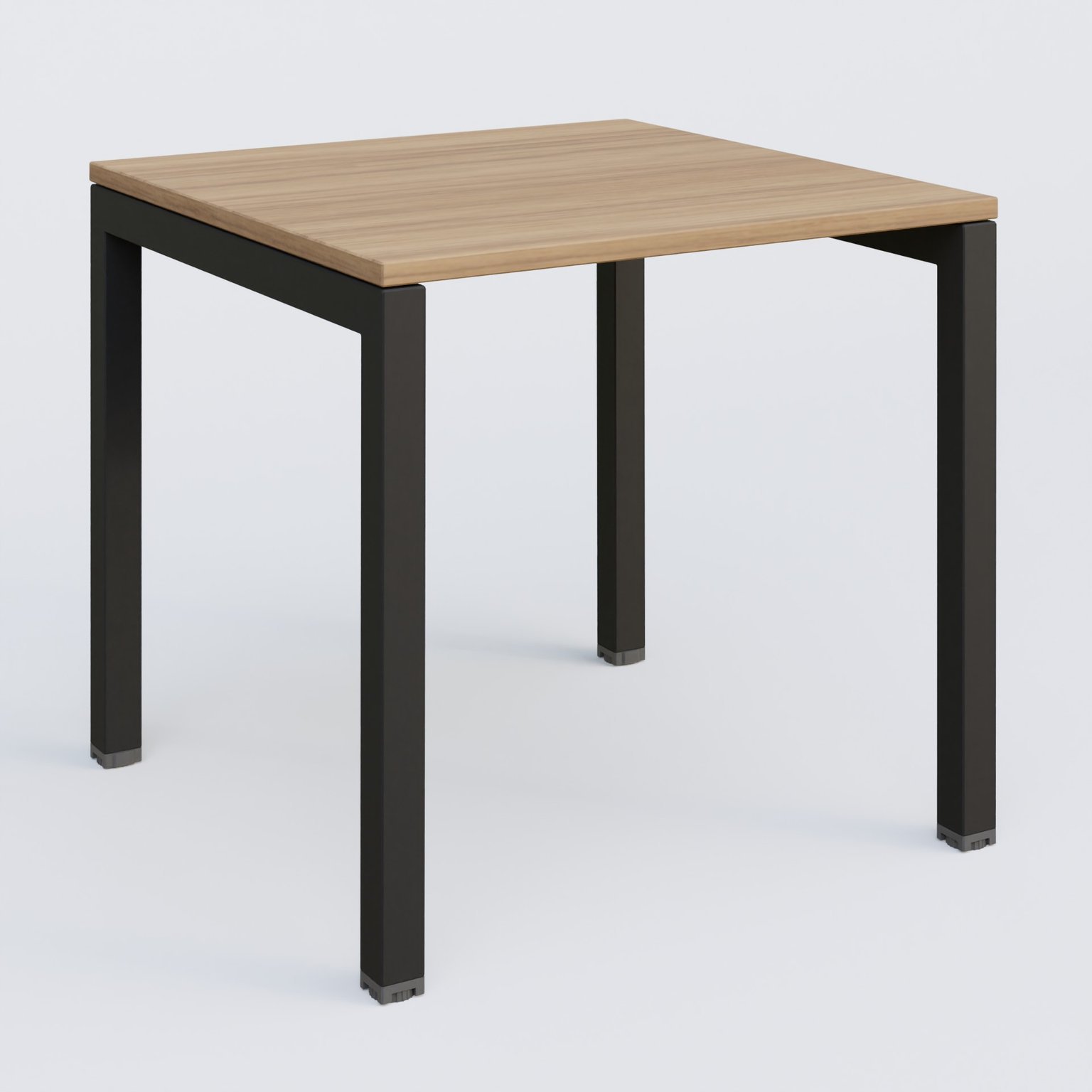 K3 Plateau droit 80x80 pieds fixe. Plateau Noyer et pietement Noir Grainé.
