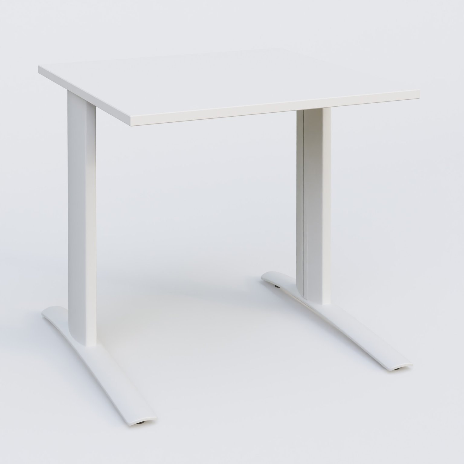 K1 Plateau droit 80x80 pieds fixe. Plateau Blanc et pietement Blanc