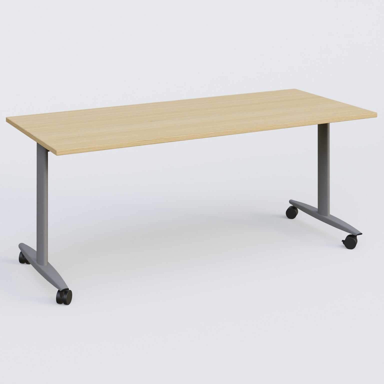 Table abattante gamme Design 180*80 cm. Plateau Chêne clair et pietement Aluminium.
