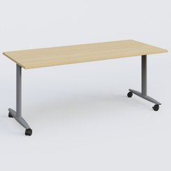 TABLES ABATTANTES - L.180xP.80 cm  - Table abattante gamme Design 180*80 cm. Plateau Chêne clair et pietement Aluminium.