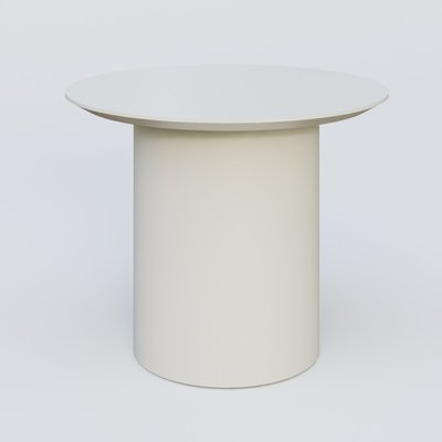 [Pas de famille] - [Pas de sous famille] - Table Basse Fashion Styl piètement colonne en métal D-26cm et plateau bois. Plateau Blanc (RAL 9010) et pietement Blanc (RAL 9010).