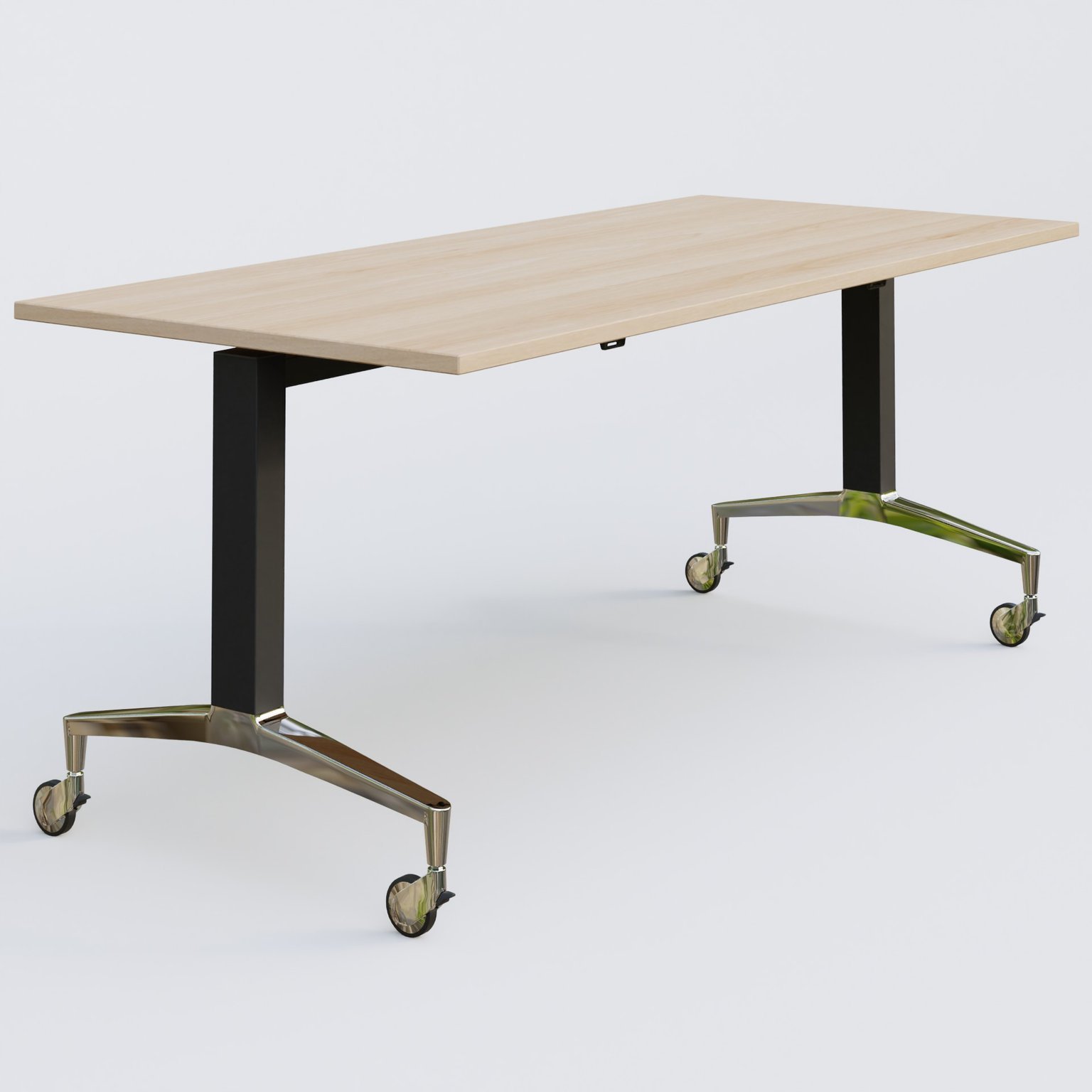 Module droit de la gamme LEM 180-80 cm. Plateau Hêtre et pietement Noir/Chrome.