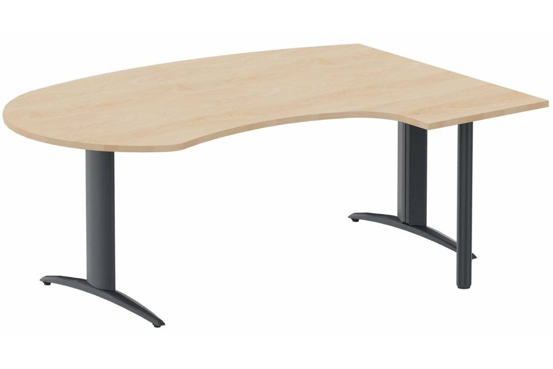 K2 compact 90° manager 190x141x104x60cm sur pied de soutien, plateau hêtre, structure anthracite
