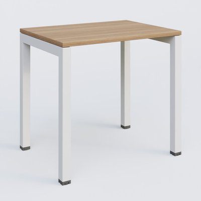 [Pas de famille] - [Pas de sous famille] - K3 Plateau droit 80x60 pieds fixe. Plateau Noyer et pietement Blanc.
