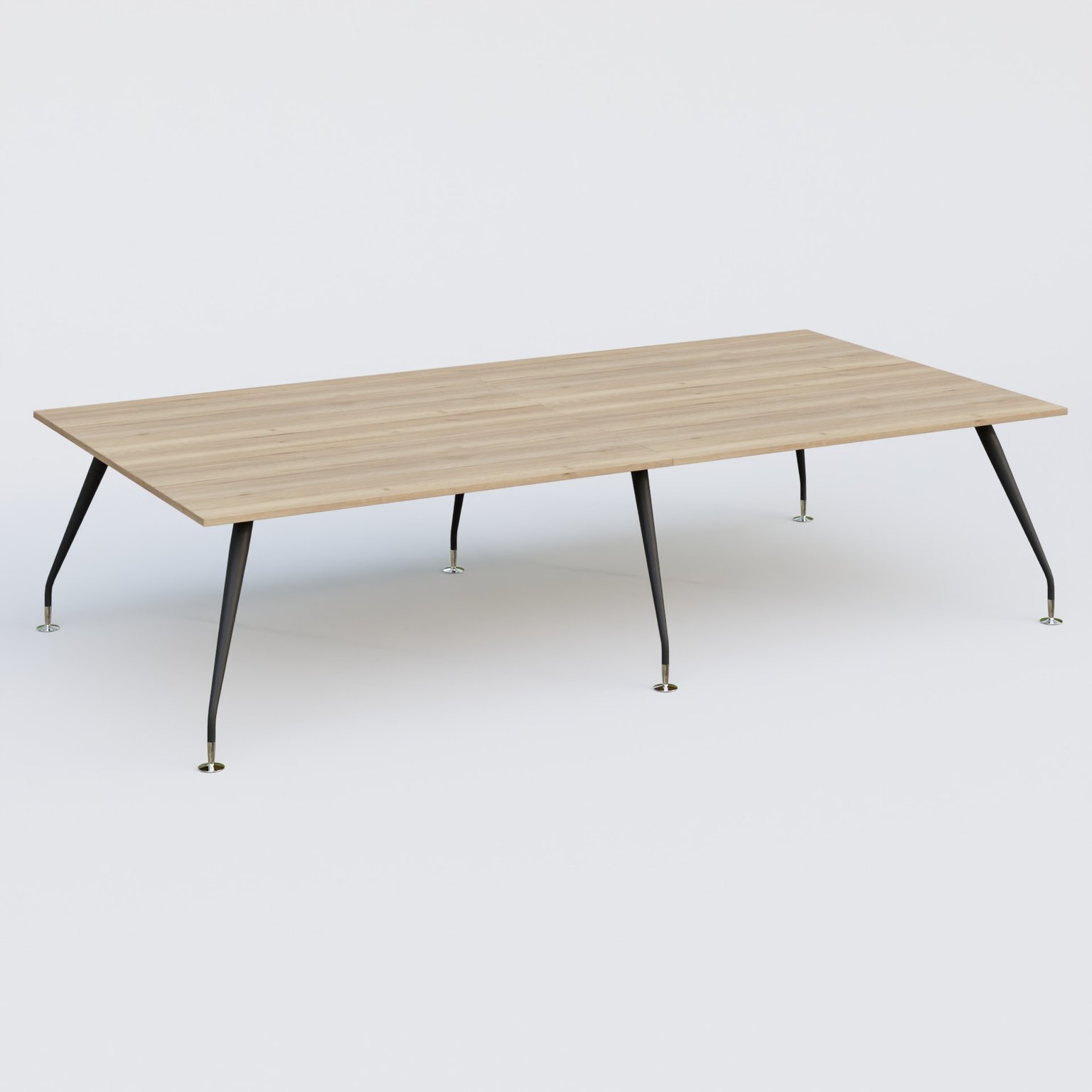 K5 table bench 320*165 cm. Plateau Chêne naturel et pietement Noir Mat avec base chromé.