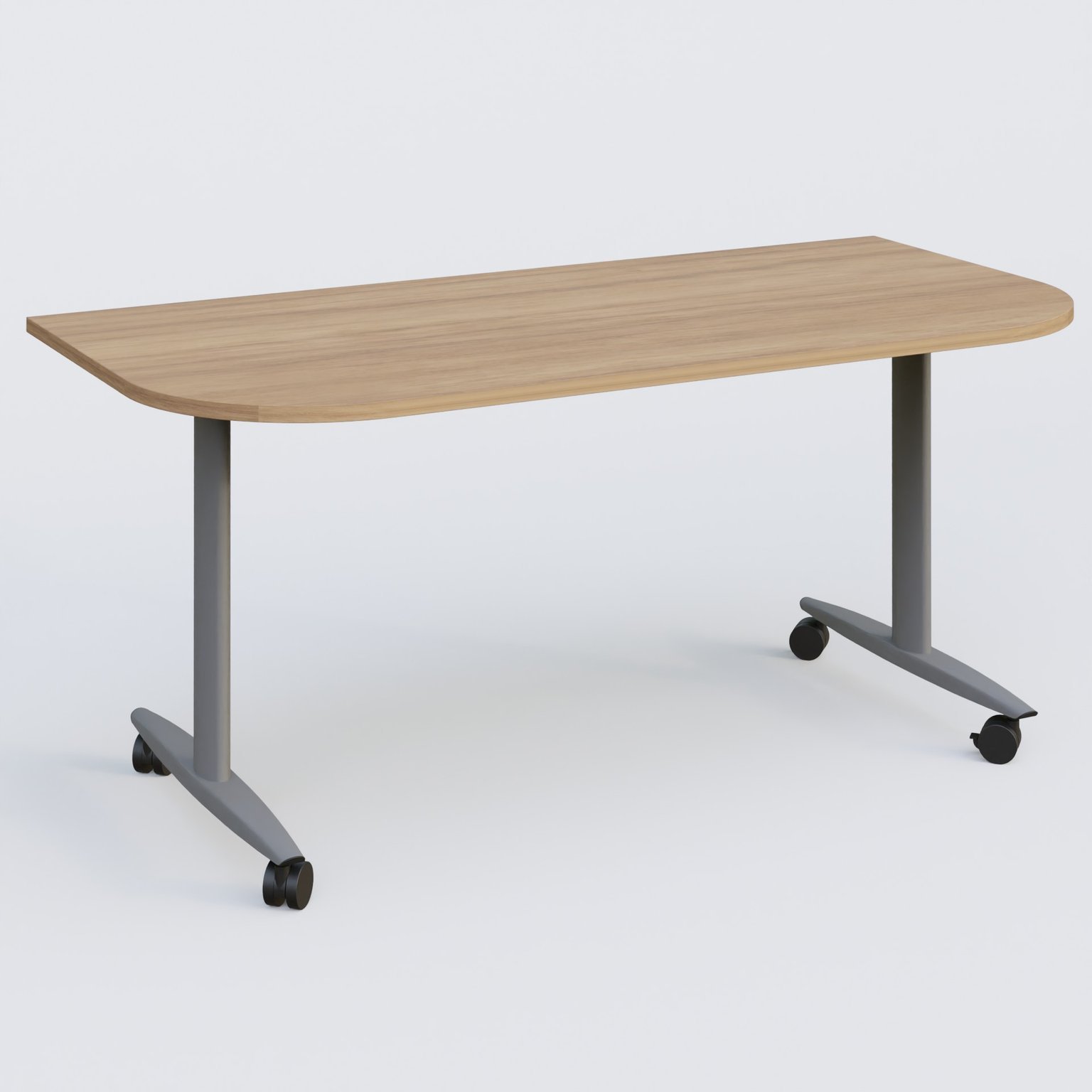 Module d'extrémité pour table abattante gamme Design 165*80 cm. Plateau Noyer et pietement Aluminium.