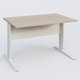 K1 Plateau droit 120x80 avec voile de fond métal. Plateau Acacia et pietement Blanc