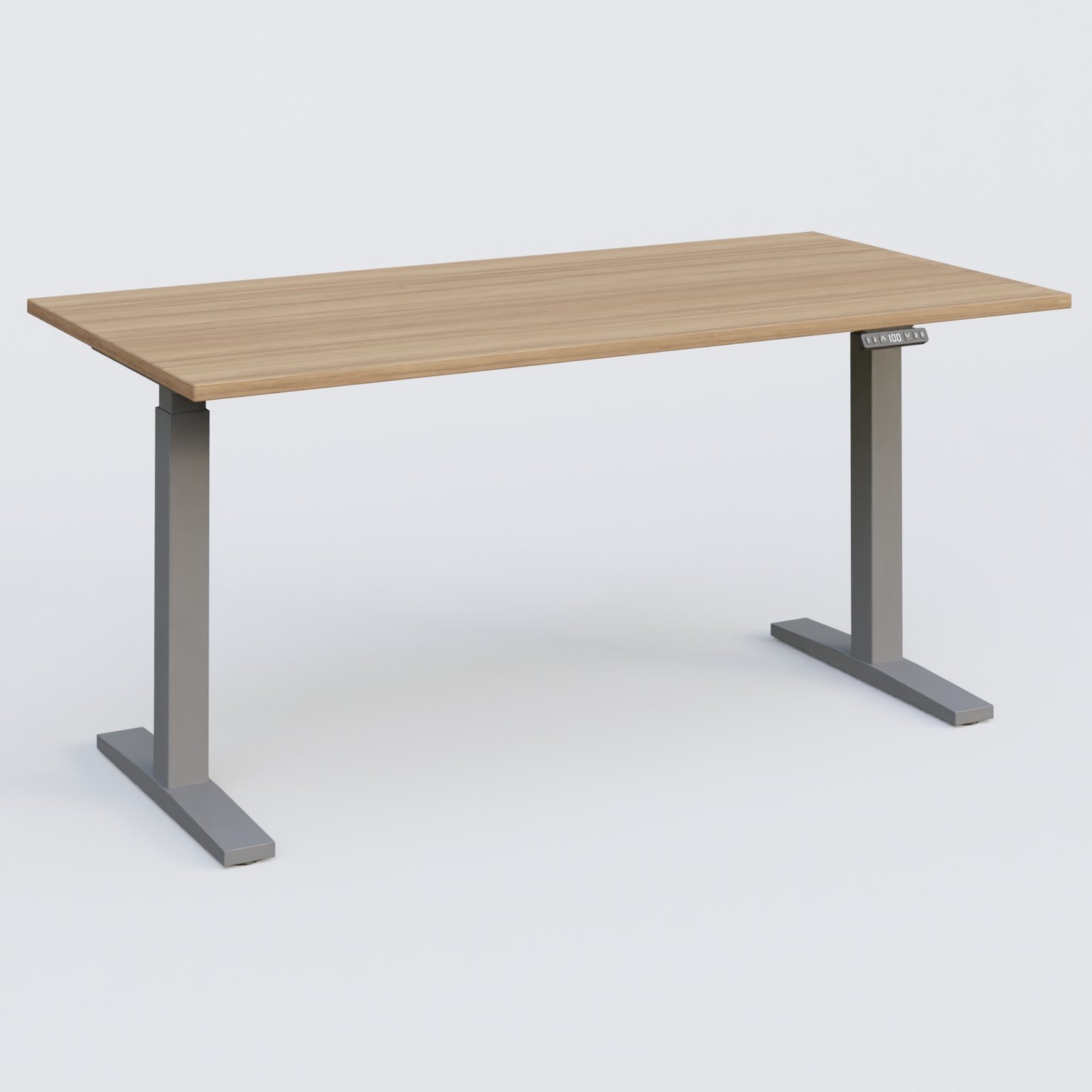 Poste solo 160*80 réglable en hauteur éléctriquement de 70-120 cm gamme KPro2. Plateau Noyer et pietement Aluminium.