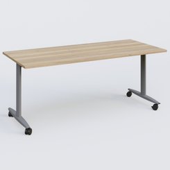 [Pas de famille] - [Pas de sous famille] - Table abattante gamme Design 180*80 cm. Plateau Chêne naturel et pietement Aluminium.
