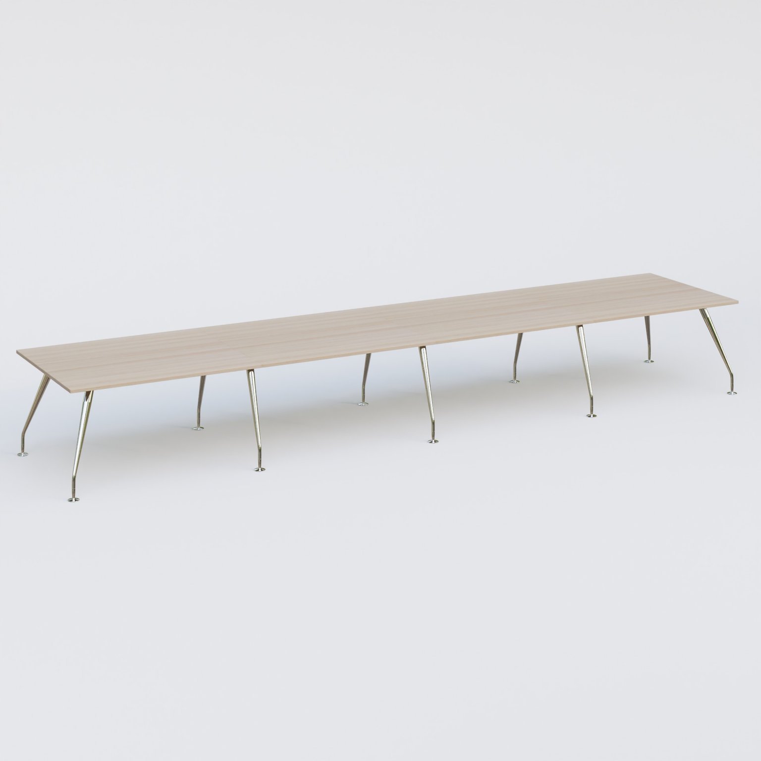 K5 table bench 560*120 cm. Plateau Acacia et pietement Chrome avec base chromé.